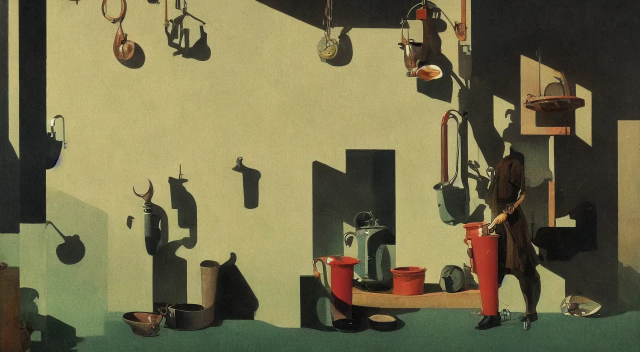 Prompt: single flooded ceramic amphora larynx pipe, very coherent and colorful high contrast!! masterpiece by rene magritte simon stalenhag carl spitzweg syd mead norman rockwell edward hopper james gilleard, minimalist, dark shadows, sunny day, hard lighting