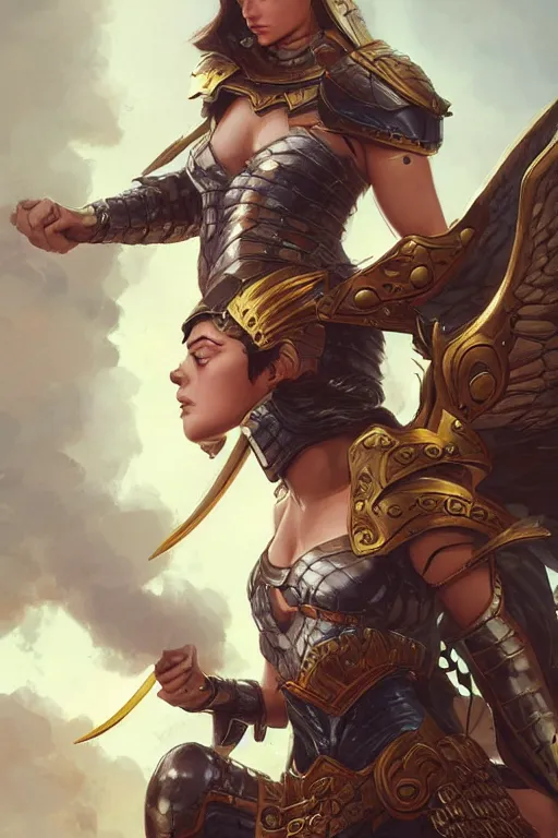 Image similar to amazon valkyrie athena, d & d, fantasy, portrait, highly detailed, headshot, digital painting, trending on artstation, concept art, sharp focus, illustration, art by artgerm and greg rutkowski and magali villeneuve