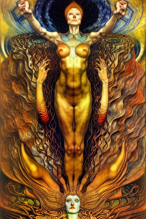 Image similar to Divine Chaos Engine by Karol Bak, Jean Delville, William Blake, Gustav Klimt, and Vincent Van Gogh, symbolist, visionary