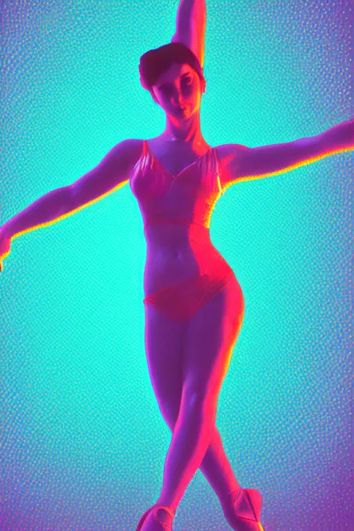 Image similar to illustrated poster of a dancer, in the style of john avon and raul urias and eva widermann, trending on artstation, halfrear lighting closeup view anaglyph filter, bokeh, anime, colored pencil art, belle epoque