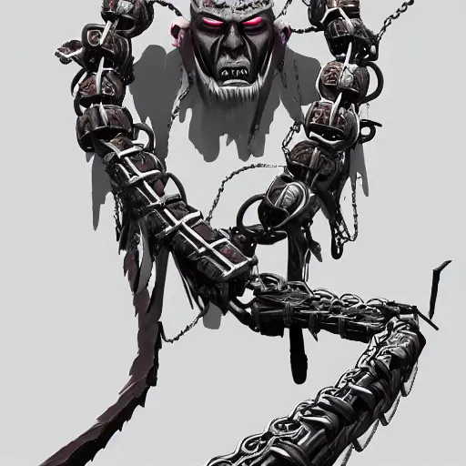 Image similar to Samurai chains ink undead, artstation, cgstudio