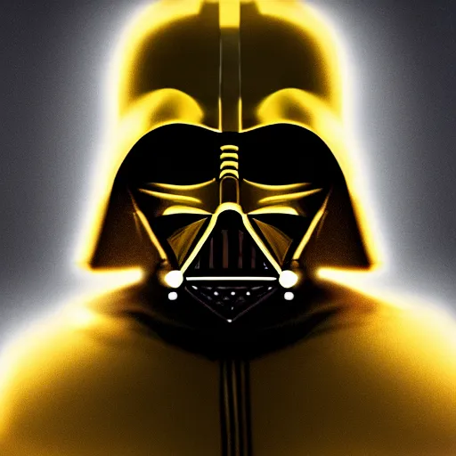 Image similar to golden colored darth vader, photograph, 4k, trending on artstation