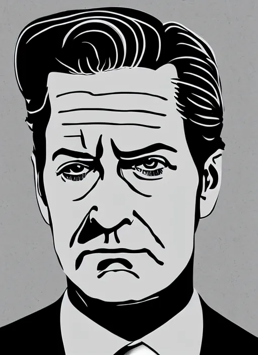 Prompt: portrait of kyle maclachlan as dale cooper by cristiano siqueira