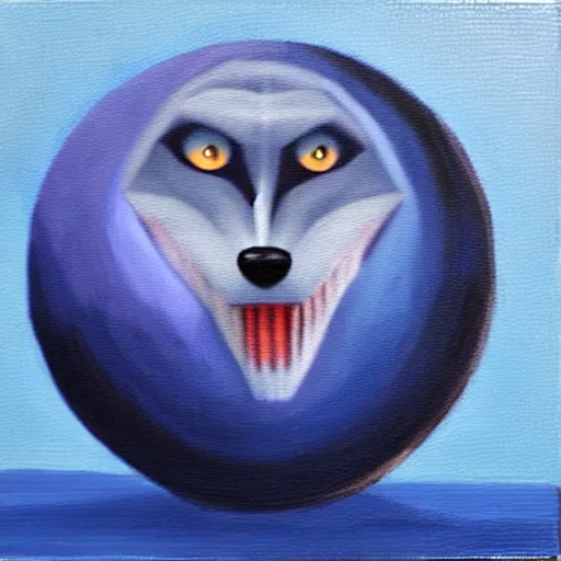 Prompt: a werewolf, but as a spherical blueberry, oil on canvas, furry art, soft colors