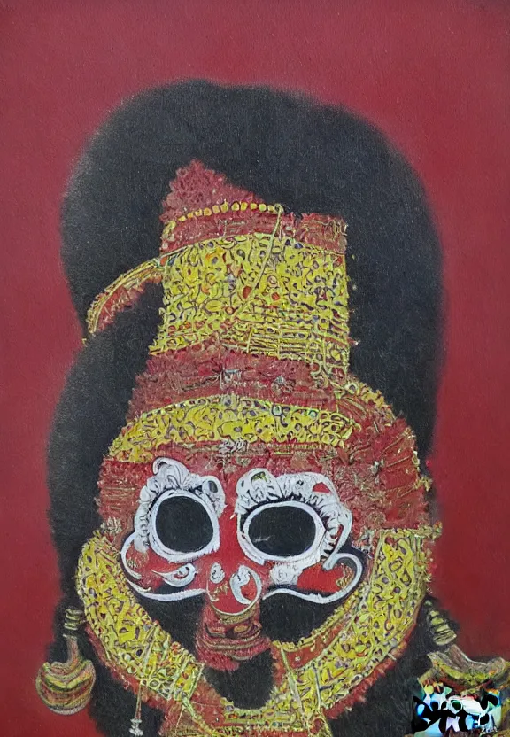 Image similar to sri lankan traditional mask, painting by david painter,