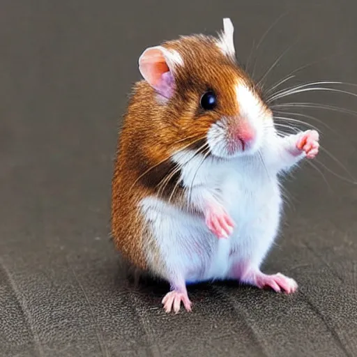 Prompt: “super strong hamster with muscles, flexing its arms”