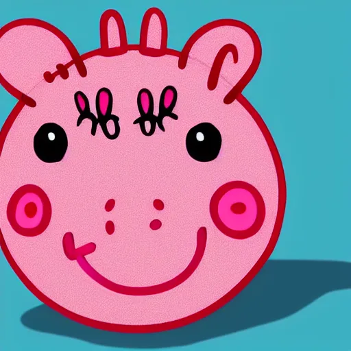 Prompt: peppa pig head shaped like turbocharger