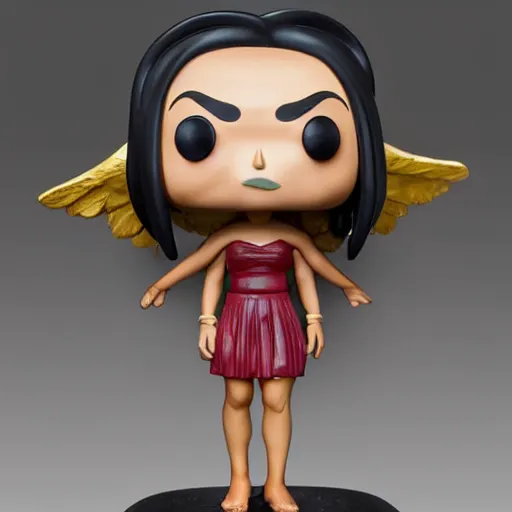 Prompt: realistic funko portrait sculpture of angry girl angel