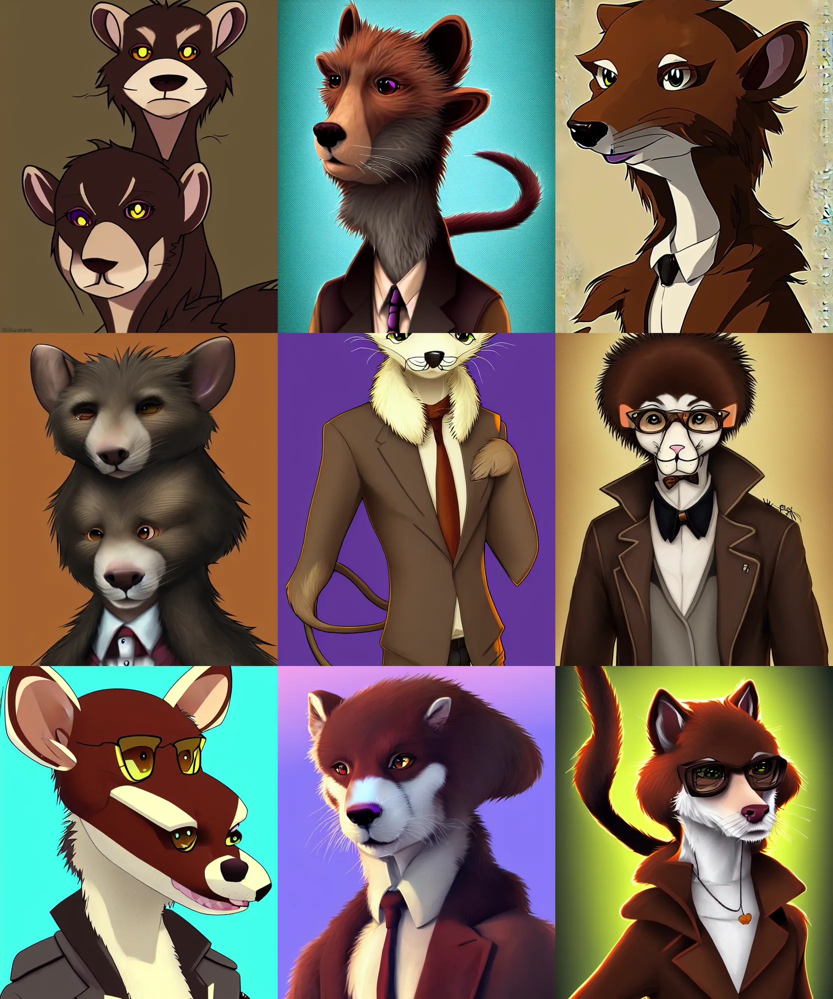 Image similar to furry - weasel - detective - fursona uhd ue 5 visual novel pc game expression art portrait