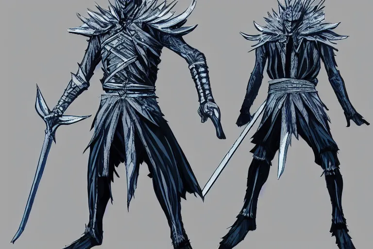 Prompt: a full body shot of Night King of Game of Thrones by Kubo Tite,Bleach manga style,small horns, detailed,artstation,manga, two arms and to legs, centered, perfect face,