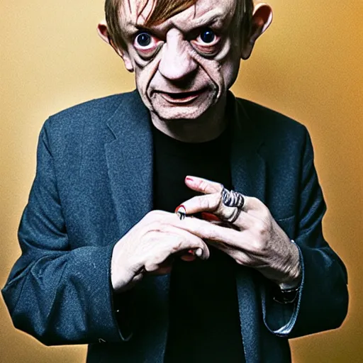 Image similar to mark e smith as gollum with the ring of power