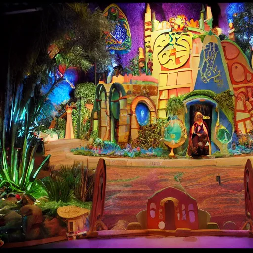 Prompt: photograph of scene of Israel from the It's a Small World ride, interior photograph of It's a Small World, It's a Small World Dark Ride