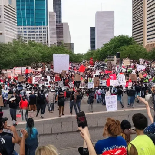 Prompt: protest agains the government in houston tx