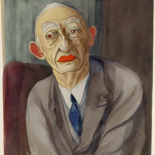 Prompt: Weary doctor. Watercolor. 1930s.