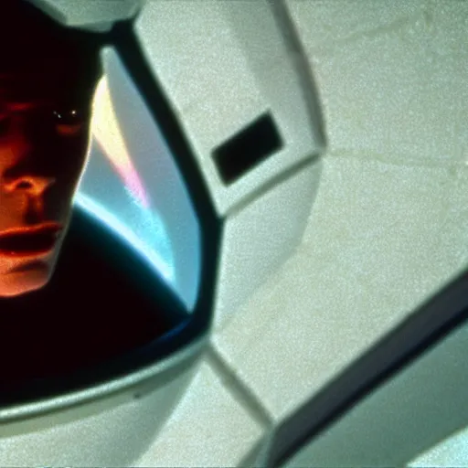 Prompt: film still of David Bowie as David Bowman in 2001 a space odyssey, 4k