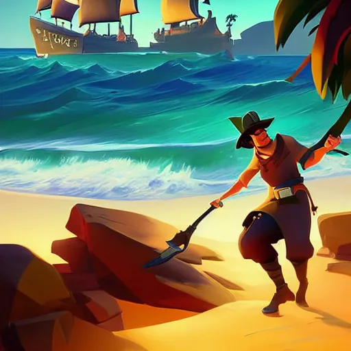 Image similar to painting treasure on sea of thieves game smooth median photoshop filter cutout vector, behance hd by jesper ejsing, by rhads, makoto shinkai and lois van baarle, ilya kuvshinov, rossdraws global illumination