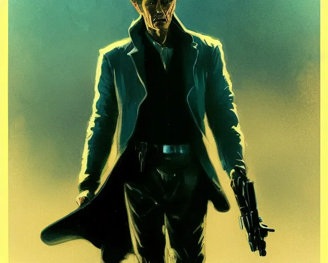 Image similar to 2 0 1 8 blade runner movie very very young clint eastwood in his youth western look at the cityscape from roof perfect face fine realistic face pretty face reflective polymer suit tight neon puffy jacket blue futuristic sci - fi elegant by denis villeneuve tom anders zorn hans dragan bibin thoma greg rutkowski ismail inceoglu illustrated sand storm alphonse mucha