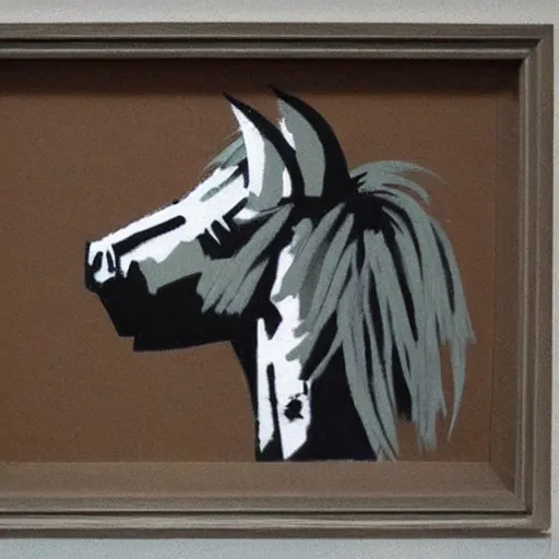 Prompt: banksy piece of a little pony