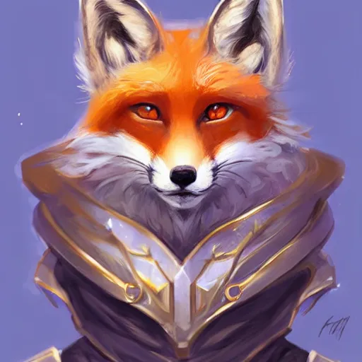 Prompt: anthropomorphic fox knight, portrait, highly detailed, digital painting, artstation, anime, sharp focus, illustration, art by artgerm and greg rutkowski and magali villeneuve, blue and gold color scheme