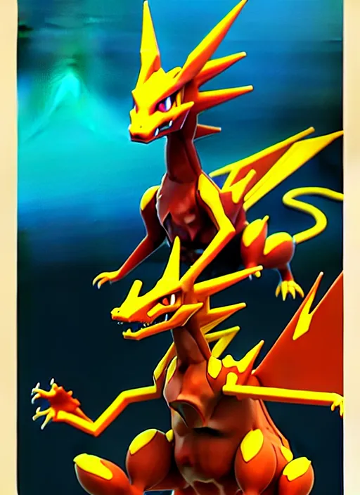 Prompt: fractal pokemon card of a charizard, beautiful detailed realistic cinematic character concept fashion portrait, hi - fructose art magazine, by anton fadeev and paul lehr and david heskin and josan gonzalez, 8 k