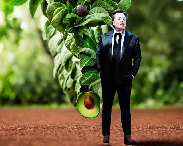 Prompt: 8 5 mm photography of elon musk!! dressed as an avocado!! dof and bokeh