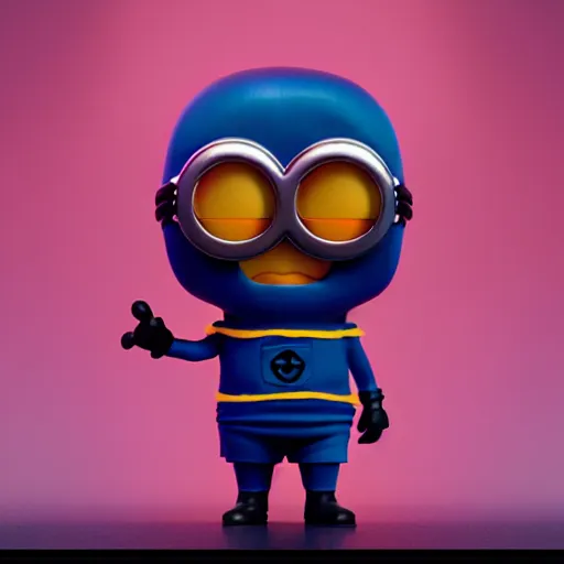 Image similar to minion funko pop, by tom bagshaw and ilya kuvshinov, rtx rendering, octane render 1 2 8 k, maya, extreme high intricate details by wlop, digital anime art by ross tran, medium shot, composition by sana takeda, dramatic lighting by greg rutkowski