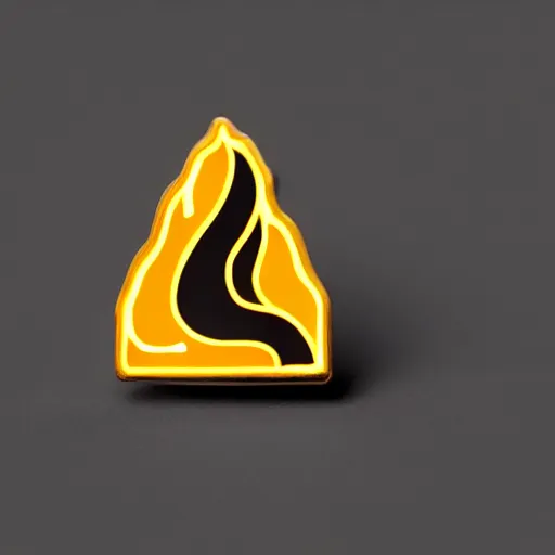 Prompt: a photo of a retro minimalistic clean fire warning enamel pin, studio lighting, behance