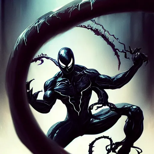 Prompt: Venom, illustration by artgerm and greg rutkowski