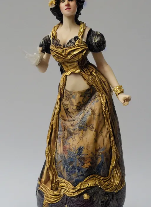 Image similar to 80mm, resin detailed model figure of a female wearing a baroque dress