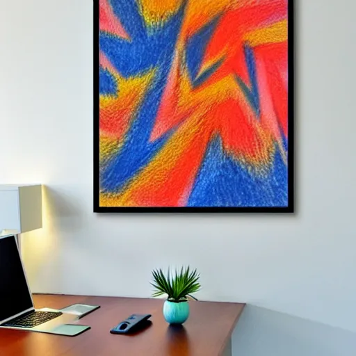 Prompt: abstract art that you see hanging up in an office