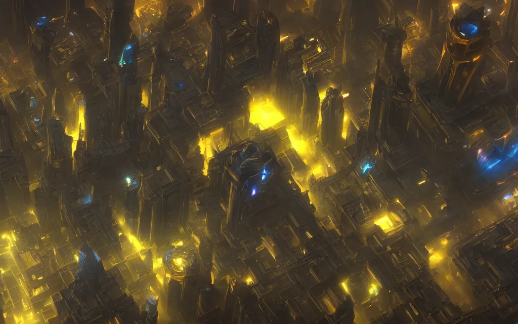 Image similar to protoss structure city, cinematic dramatic lighting, beautiful