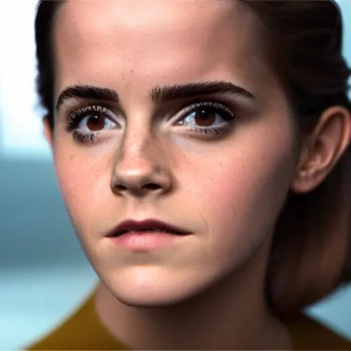 Image similar to Emma Watson in Star Trek, XF IQ4, f/1.4, ISO 200, 1/160s, 8K, Sense of Depth, color and contrast corrected, unedited, Dolby Vision, symmetrical balance, in-frame