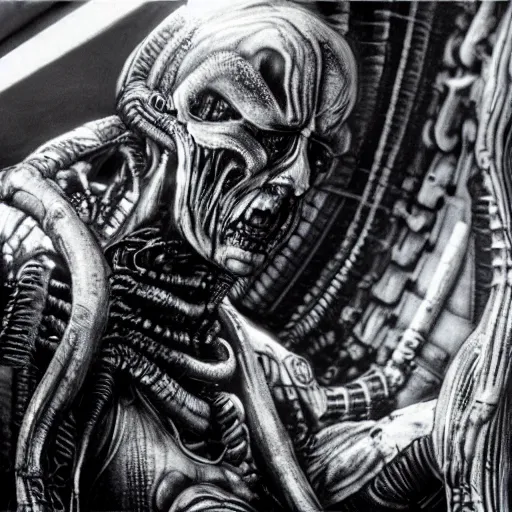 Image similar to film still of saul goodman in aliens, by h. r. giger, very detailed, realistic