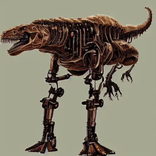 Prompt: a cyborg t rex