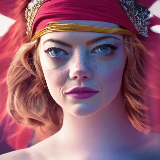 Image similar to Emma Stone as a Greek Goddess, Sony a7R IV, symmetric balance, polarizing filter, Photolab, Lightroom, 4K, Dolby Vision, Photography Award