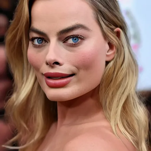 Prompt: Margot Robbie made of honey