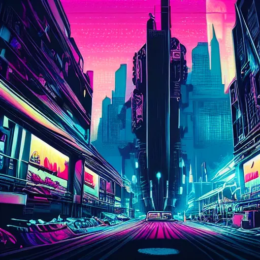 Image similar to ziggy stardust from Mars anamorphic illusion 4k, in the style of Dan Mumford, with a crowded futuristic cyberpunk city in the background, astrophotgraphy