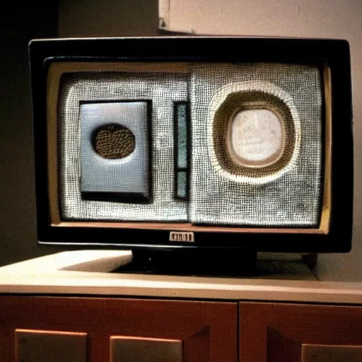 Prompt: a retro crt television carved from stone, ttelevision made by ancient taino