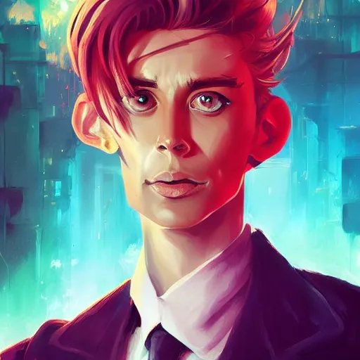 Image similar to portrait of dorian gray, retrowave, behance hd, concept art by jesper ejsing, by rhads, makoto shinkai cyril rolando, madgwick