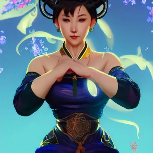 Prompt: Chun Li wearing a qipao, highly detailed, digital painting, artstation, concept art, sharp focus, illustration, cinematic lighting, art by artgerm and greg rutkowski and alphonse mucha