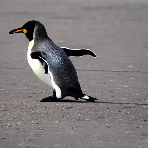 Prompt: a penguin flies around earth