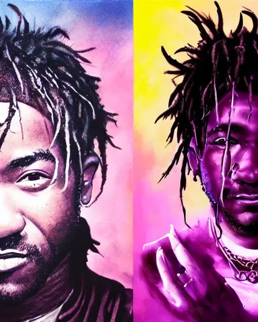 Image similar to lil uzi vert, airbrush, drew struzan illustration art, key art, movie poster