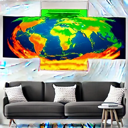 Prompt: climate - change colorful planet earth poster