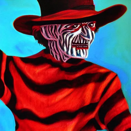 Image similar to Freddy Krueger as a painting 4K detail