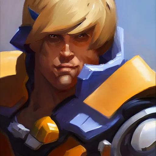 Image similar to greg manchess portrait painting of he - man as overwatch character, medium shot, asymmetrical, profile picture, organic painting, sunny day, matte painting, bold shapes, hard edges, street art, trending on artstation, by huang guangjian and gil elvgren and sachin teng