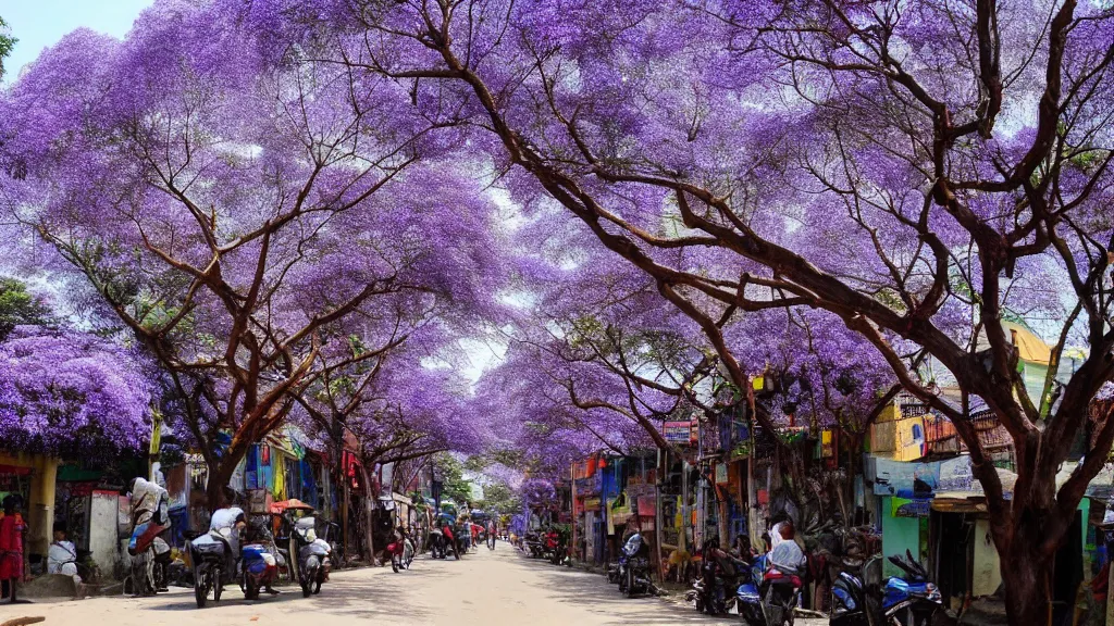 Image similar to jacaranda trees in kathmandu city streets