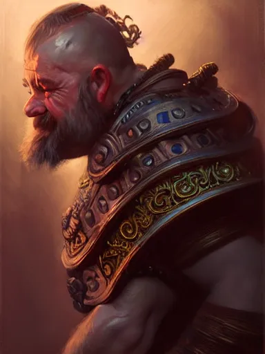 Prompt: a dwarf cleric dnd character, ornamented armor, oil painting, Tooth Wu, Greg Rutkowski, Edgar Maxence and Ross Tran, RPG portrait, dynamic lighting, fantasy art, High contrast, depth of field