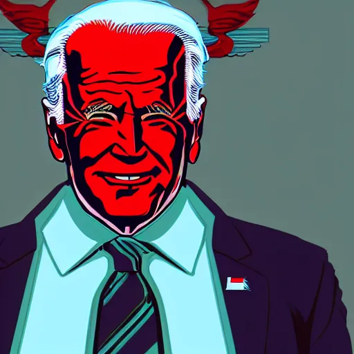 Prompt: Final Boss President Joe Biden. Glowing red eyes. Fantasy concept art.