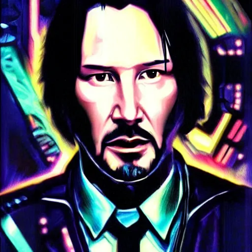 Image similar to Keanu reeves in The future cyberpunk art style