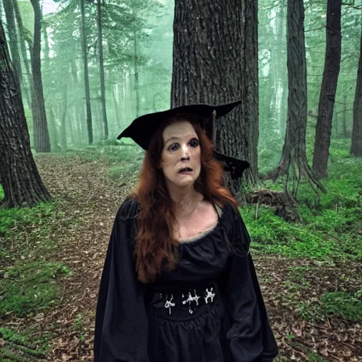 Prompt: a witch in the woods found footage